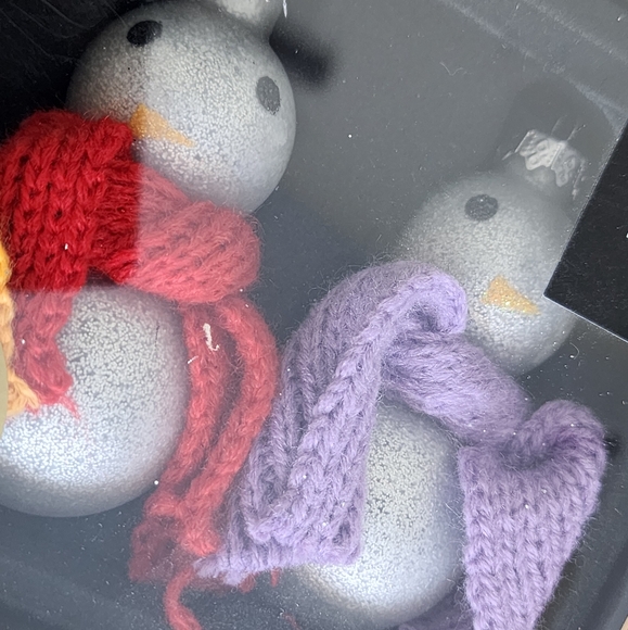 Set of 4 Snowmen with Knitted Scarf Christmas Glass Ornaments - Picture 4 of 4